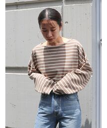 Ungrid | サイドスリットルーズボーダーロングスリーブTee(Tシャツ/カットソー)