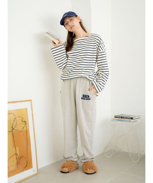 Ungrid（アングリッド）の「サイドスリットルーズボーダーロングスリーブTee（Tシャツ/カットソー・レディース・オレンジ/グリーン/ネイビー/モカ・FREE）」の9枚目の写真