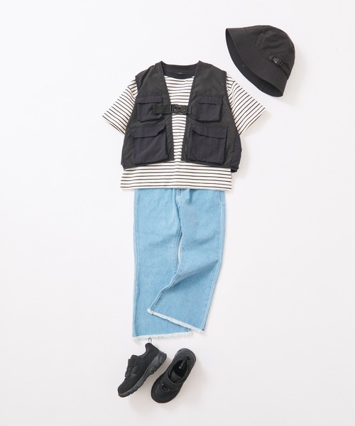CIAOPANIC TYPY（チャオパニックティピー）の「【KIDS】ウエストベルト付きナイロンキャンプベスト（ベスト・キッズ・ホワイト/ブラック・M/XL/XXL）」の7枚目の写真