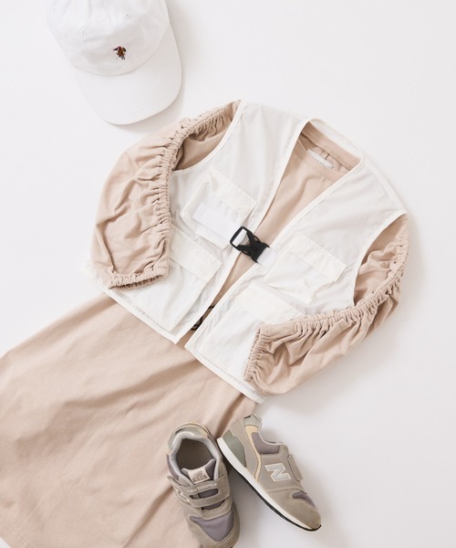 CIAOPANIC TYPY（チャオパニックティピー）の「【KIDS】ウエストベルト付きナイロンキャンプベスト（ベスト・キッズ・ホワイト/ブラック・M/XL/XXL）」の16枚目の写真