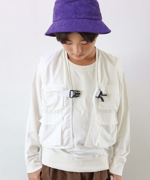 CIAOPANIC TYPY（チャオパニックティピー）の「【KIDS】ウエストベルト付きナイロンキャンプベスト（ベスト・キッズ・ホワイト/ブラック・M/XL/XXL）」の18枚目の写真