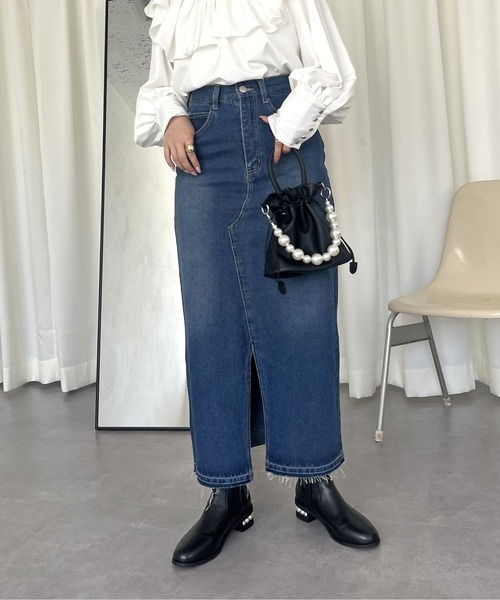 プロズヴェール デニムスカート ストレッチデニムナロースカート（デニムスカート）｜prose verse