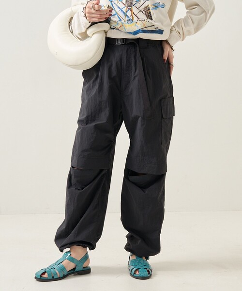 FREAK'S STORE（フリークスストア）の「ベルト付き ナイロンパンツ / カーゴパンツ（カーゴパンツ・レディース・オリーブ/ブラック/オフホワイト/ピンク・ﾌﾘ-）」の7枚目の写真