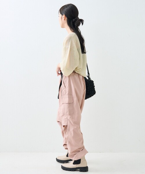 FREAK'S STORE（フリークスストア）の「ベルト付き ナイロンパンツ / カーゴパンツ（カーゴパンツ・レディース・オリーブ/ブラック/オフホワイト/ピンク・ﾌﾘ-）」の5枚目の写真