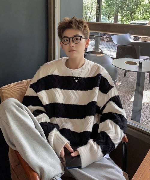 B.R.U（ブル）の「波ラインボーダーニット（ニット/セーター・メンズ・ブラウン/ブラック/グレー・FREE）」の11枚目の写真