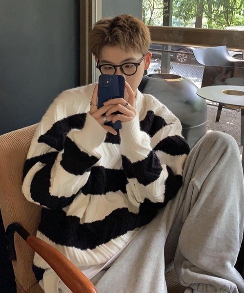 B.R.U（ブル）の「波ラインボーダーニット（ニット/セーター・メンズ・ブラウン/ブラック/グレー・FREE）」の12枚目の写真