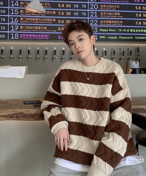 B.R.U（ブル）の「波ラインボーダーニット（ニット/セーター・メンズ・ブラウン/ブラック/グレー・FREE）」の13枚目の写真