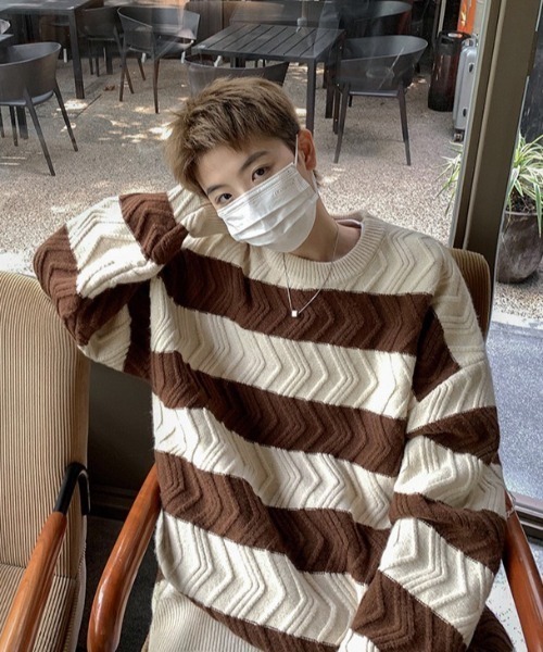 B.R.U（ブル）の「波ラインボーダーニット（ニット/セーター・メンズ・ブラウン/ブラック/グレー・FREE）」の14枚目の写真