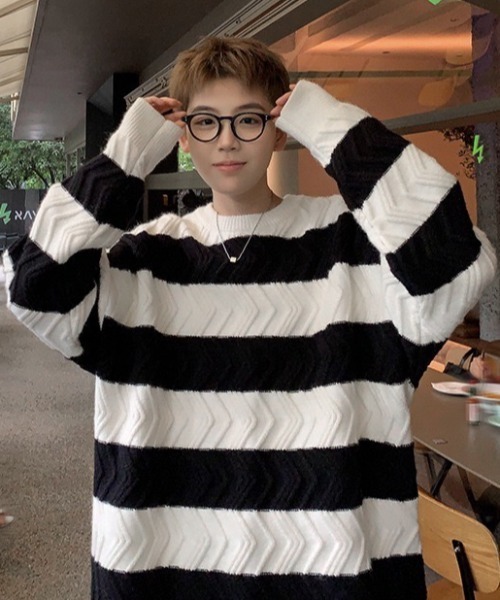 B.R.U（ブル）の「波ラインボーダーニット（ニット/セーター・メンズ・ブラウン/ブラック/グレー・FREE）」の15枚目の写真