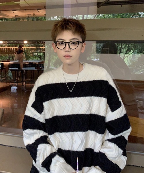 B.R.U（ブル）の「波ラインボーダーニット（ニット/セーター・メンズ・ブラウン/ブラック/グレー・FREE）」の16枚目の写真