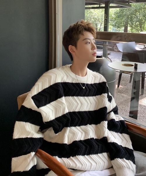 B.R.U（ブル）の「波ラインボーダーニット（ニット/セーター・メンズ・ブラウン/ブラック/グレー・FREE）」の17枚目の写真