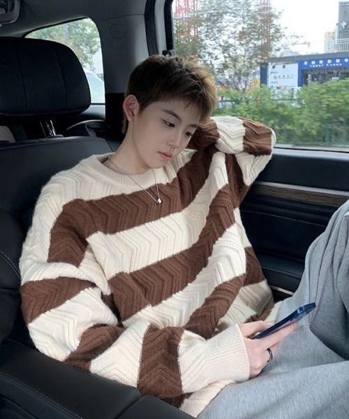 B.R.U（ブル）の「波ラインボーダーニット（ニット/セーター・メンズ・ブラウン/ブラック/グレー・FREE）」の18枚目の写真