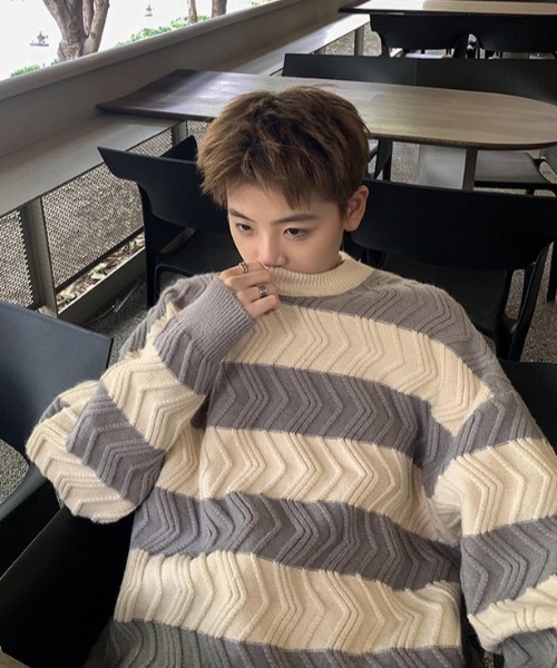 B.R.U（ブル）の「波ラインボーダーニット（ニット/セーター・メンズ・ブラウン/ブラック/グレー・FREE）」の20枚目の写真