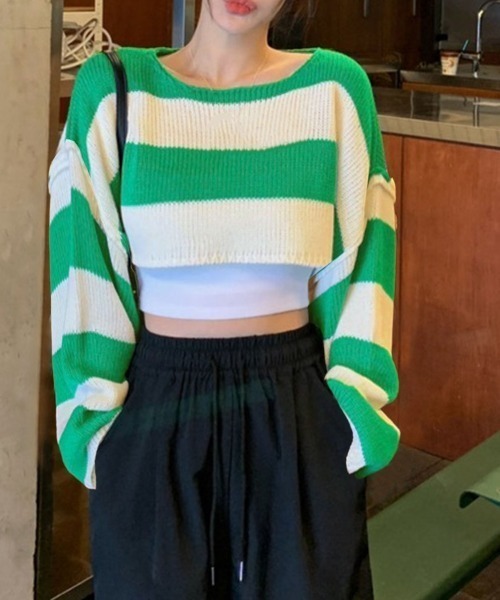 PRIVATE BEACH（プライベートビーチ）の「ボーダー柄クロップド