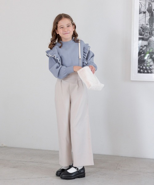 GLOBAL WORK（グローバルワーク）の「起毛サスツキワイドパンツ/975742（その他パンツ・キッズ・ホワイト系その他/グレー系その他/グレイッシュベージュ/ブラック・110cm/150cm/160cm/100cm/130cm/120cm/140cm）」の21枚目の写真