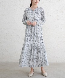 総柄ティアードワンピース
