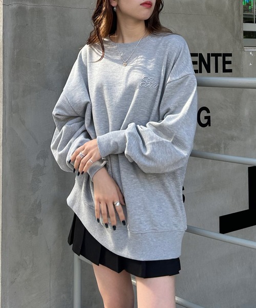 A17209 クルチアーニ 前V無地スウェット 胸ロゴ刺繍 ベージュ 48