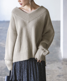 Noble | 《追加》YAKワイドVネックニット 2(ニット/セーター)