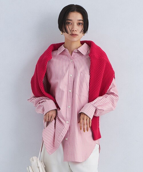 green label relaxing（グリーンレーベルリラクシング）の「［size SHORTあり］オーバー シャツ（シャツ/ブラウス・レディース・クリーム/ブラック/ライトピンク/ライトブルー/オレンジ/ケリー/パープル・FREE/SHORT）」の5枚目の写真