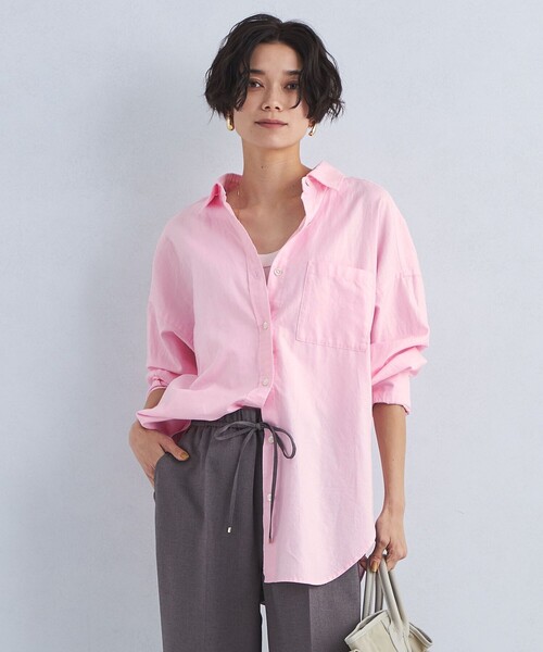 green label relaxing（グリーンレーベルリラクシング）の「［size SHORTあり］オーバー シャツ（シャツ/ブラウス・レディース・クリーム/ブラック/ライトピンク/ライトブルー/オレンジ/ケリー/パープル・FREE/SHORT）」の6枚目の写真