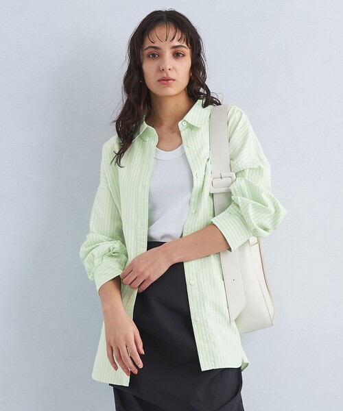 green label relaxing（グリーンレーベルリラクシング）の「［size SHORTあり］オーバー シャツ（シャツ/ブラウス・レディース・クリーム/ブラック/ライトピンク/ライトブルー/オレンジ/ケリー/パープル・FREE/SHORT）」の4枚目の写真