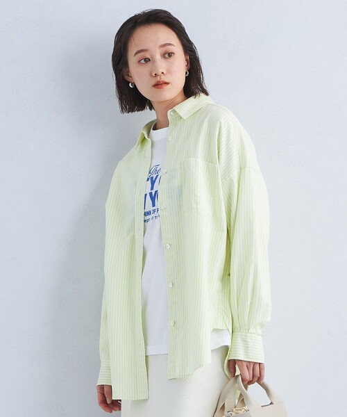 green label relaxing（グリーンレーベルリラクシング）の「［size SHORTあり］オーバー シャツ（シャツ/ブラウス・レディース・クリーム/ブラック/ライトピンク/ライトブルー/オレンジ/ケリー/パープル・FREE/SHORT）」の3枚目の写真