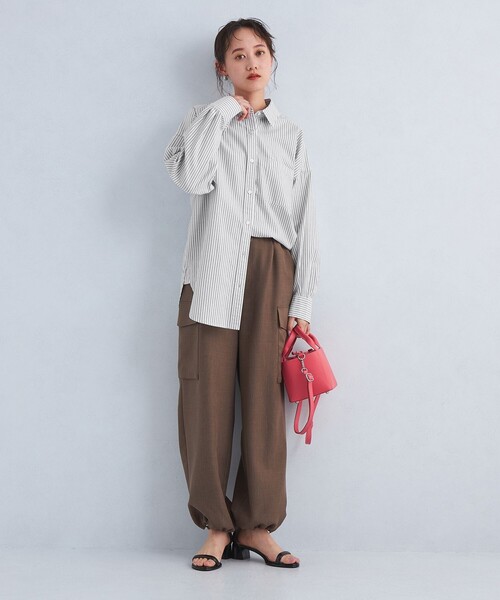 green label relaxing（グリーンレーベルリラクシング）の「［size SHORTあり］オーバー シャツ（シャツ/ブラウス・レディース・クリーム/ブラック/ライトピンク/ライトブルー/オレンジ/ケリー/パープル・FREE/SHORT）」の8枚目の写真