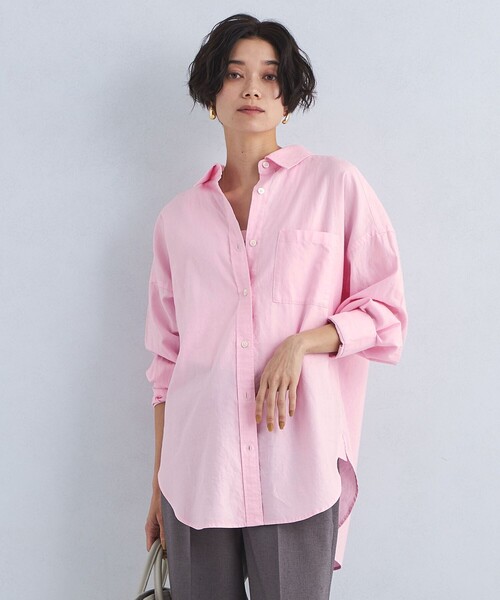green label relaxing（グリーンレーベルリラクシング）の「［size SHORTあり］オーバー シャツ（シャツ/ブラウス・レディース・クリーム/ブラック/ライトピンク/ライトブルー/オレンジ/ケリー/パープル・FREE/SHORT）」の13枚目の写真