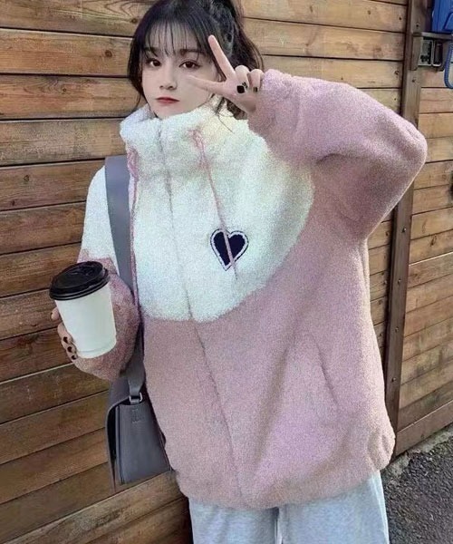 Mayree（メイリー）の「【Mayree】モコモコ ボアジャケット（ブルゾン・レディース・ピンク/ブルーグレー・LARGE/MEDIUM/X-LARGE）」の5枚目の写真