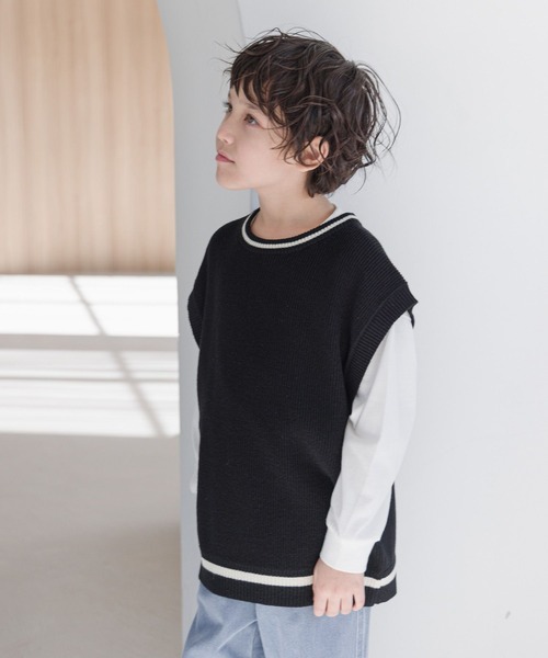 GLOBAL WORK（グローバルワーク）の「ラインニットベストセットプルオーバー/976042（ベスト・キッズ・ブラック/グレイッシュベージュ・120cm/130cm/140cm/150cm/160cm/170cm）」の22枚目の写真