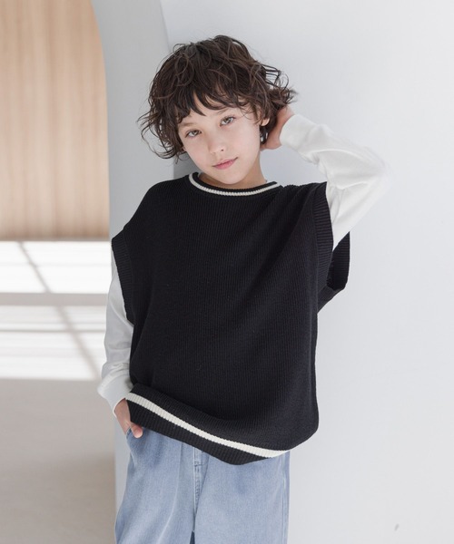 GLOBAL WORK（グローバルワーク）の「ラインニットベストセットプルオーバー/976042（ベスト・キッズ・ブラック/グレイッシュベージュ・120cm/130cm/140cm/150cm/160cm/170cm）」の10枚目の写真