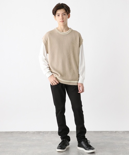 GLOBAL WORK（グローバルワーク）の「ラインニットベストセットプルオーバー/976042（ベスト・キッズ・ブラック/グレイッシュベージュ・120cm/130cm/140cm/150cm/160cm/170cm）」の14枚目の写真