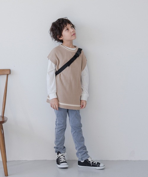 GLOBAL WORK（グローバルワーク）の「ラインニットベストセットプルオーバー/976042（ベスト・キッズ・ブラック/グレイッシュベージュ・120cm/130cm/140cm/150cm/160cm/170cm）」の16枚目の写真