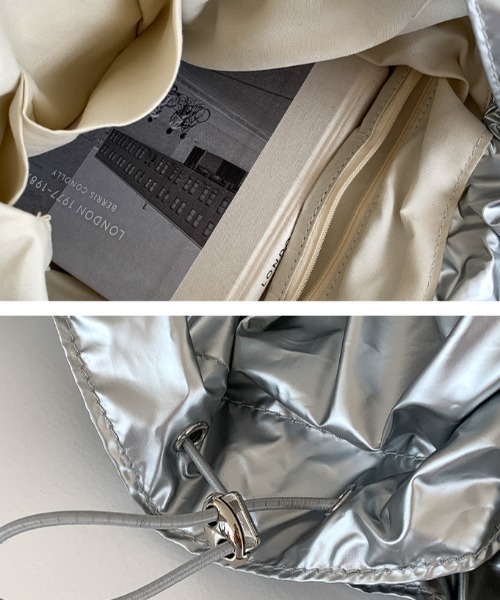 She's Closet(シーズクローゼット)の「メタリックシャーリングショルダーバッグ/肩掛けトートバッグ(ショルダーバッグ・レディース・アイボリー/ゴールド/ブラック/シルバー・FREE)」の5枚目の写真