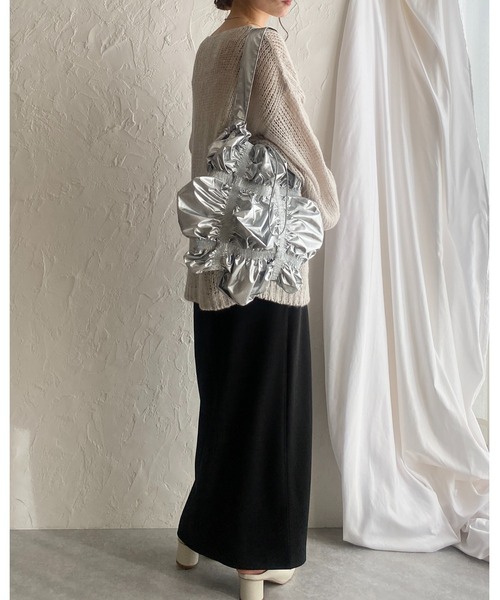 She's Closet(シーズクローゼット)の「メタリックシャーリングショルダーバッグ/肩掛けトートバッグ(ショルダーバッグ・レディース・アイボリー/ゴールド/ブラック/シルバー・FREE)」の10枚目の写真