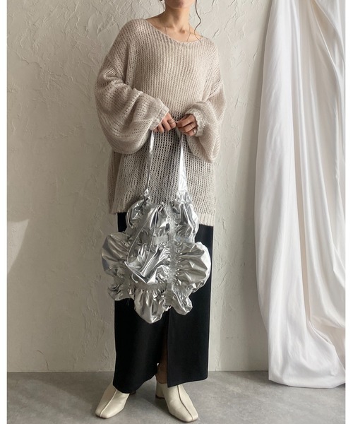 She's Closet(シーズクローゼット)の「メタリックシャーリングショルダーバッグ/肩掛けトートバッグ(ショルダーバッグ・レディース・アイボリー/ゴールド/ブラック/シルバー・FREE)」の11枚目の写真