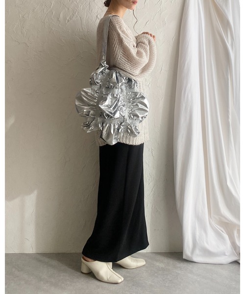 She's Closet(シーズクローゼット)の「メタリックシャーリングショルダーバッグ/肩掛けトートバッグ(ショルダーバッグ・レディース・アイボリー/ゴールド/ブラック/シルバー・FREE)」の20枚目の写真