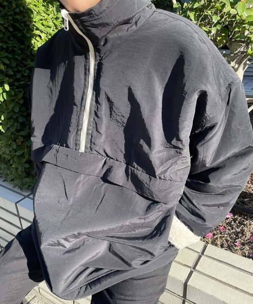 B.R.U（ブル）の「【リバーシブル/2WAY】【ユニセックス】ハーフジップナイロンボアブルゾン（ブルゾン・メンズ・グリーン/ブラック・FREE）」の8枚目の写真