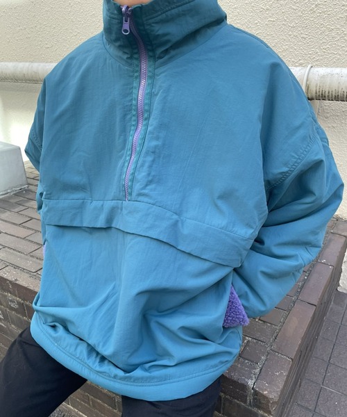 B.R.U（ブル）の「【リバーシブル/2WAY】【ユニセックス】ハーフジップナイロンボアブルゾン（ブルゾン・メンズ・グリーン/ブラック・FREE）」の13枚目の写真