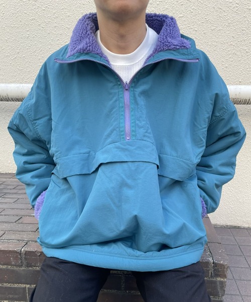 B.R.U（ブル）の「【リバーシブル/2WAY】【ユニセックス】ハーフジップナイロンボアブルゾン（ブルゾン・メンズ・グリーン/ブラック・FREE）」の14枚目の写真