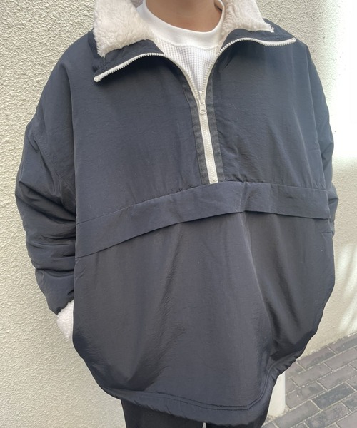 セール】【リバーシブル/2WAY】【ユニセックス】ハーフジップナイロン