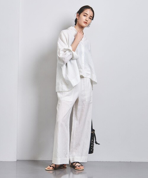 美品☆UNITED ARROWS  2024 現行 パッチポケット リネンパンツ UNITED ARROWS パンツ リネン パッチポケット イージーパンツ