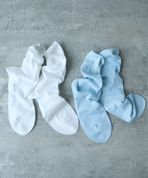 bulle de savon（ビュルデサボン）の「Basic ''sora'' ソックス（ソックス/靴下・レディース・サックスブルー/ホワイト・FREE）」の2枚目の写真