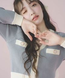 配色ニットカーディガン