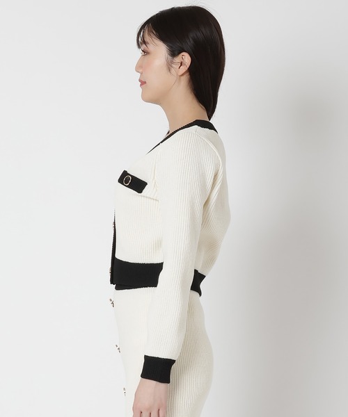 REDYAZEL(レディアゼル)の「配色ニットカーディガン(カーディガン/ボレロ・レディース・ブラック/ライトグレー・FREE)」の12枚目の写真
