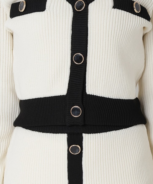 REDYAZEL(レディアゼル)の「配色ニットカーディガン(カーディガン/ボレロ・レディース・ブラック/ライトグレー・FREE)」の5枚目の写真