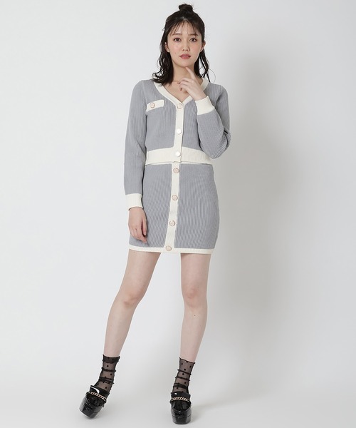 REDYAZEL(レディアゼル)の「配色ニットカーディガン(カーディガン/ボレロ・レディース・ブラック/ライトグレー・FREE)」の10枚目の写真