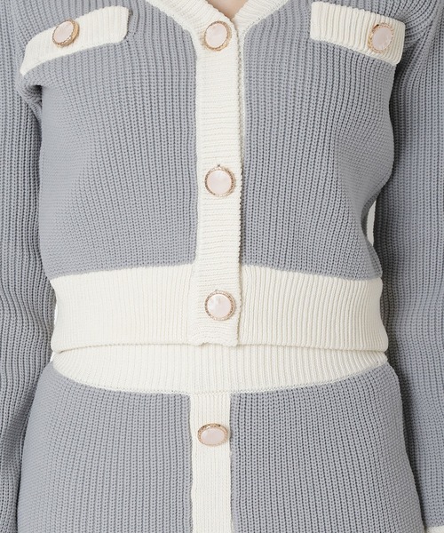 REDYAZEL(レディアゼル)の「配色ニットカーディガン(カーディガン/ボレロ・レディース・ブラック/ライトグレー・FREE)」の13枚目の写真