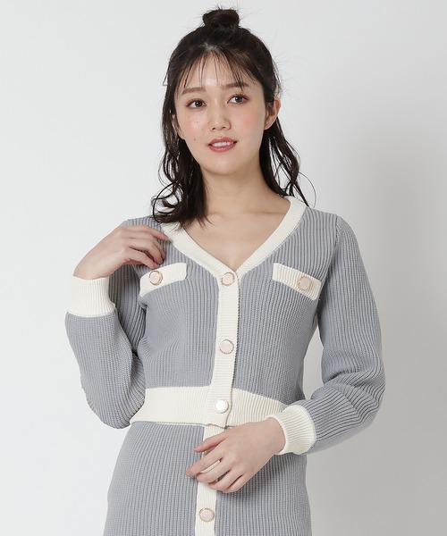REDYAZEL(レディアゼル)の「配色ニットカーディガン(カーディガン/ボレロ・レディース・ブラック/ライトグレー・FREE)」の17枚目の写真