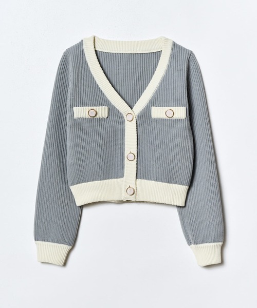 REDYAZEL(レディアゼル)の「配色ニットカーディガン(カーディガン/ボレロ・レディース・ブラック/ライトグレー・FREE)」の15枚目の写真